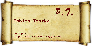 Pabics Toszka névjegykártya